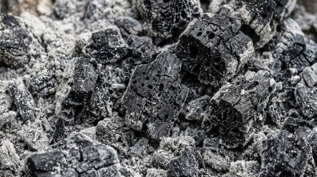 Close up rough graphite rock texture with frosty icy grains and dust