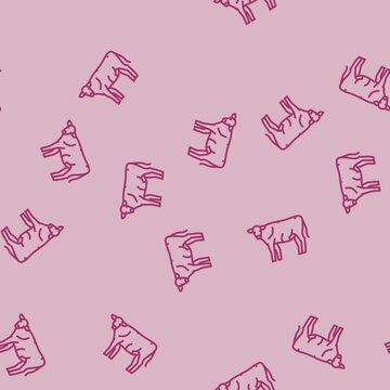 cow standing vector line seamless pattern cow standing sign illustration
