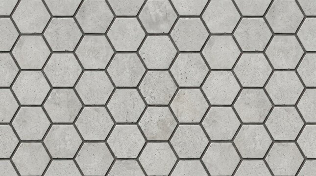 Close up of concrete hexagon pavement pattern with neat stone texture