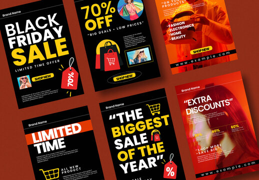 Black Friday Sale Shopping Promotion Social Media Template Set