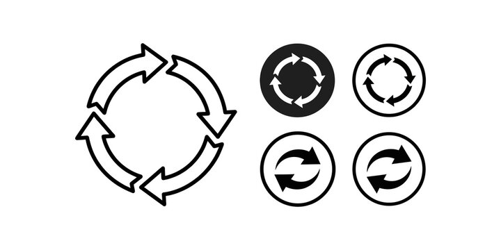 Recycle arrows symbol showing circular process and rotation for sustainability.
