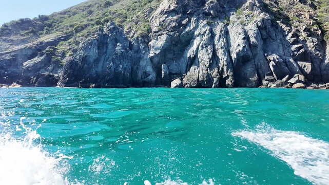 Rocky cliff over a turquoise cove on the Venezuelan coast