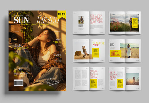 Fashion Magazine Editorial Layout Template with Minimal Lifestyle