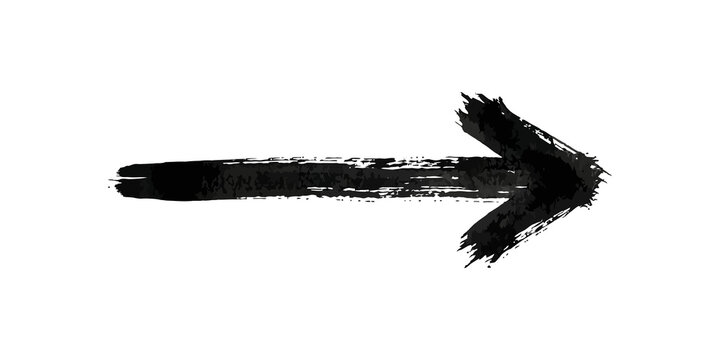 Black brush stroke arrow pointing right for direction and movement.