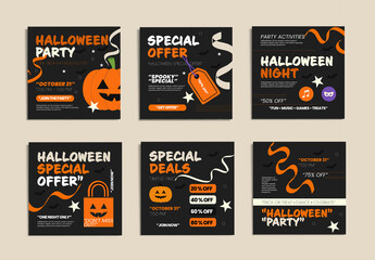 Halloween Party Special Offer Social Media Template Collection