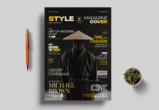 Magazine Cover Template with Editorial Typography