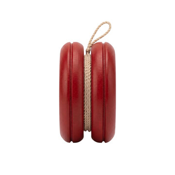 Red wooden yo yo for kids, isolated on transparent background