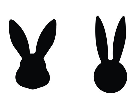Minimalist Rabbit Silhouette Icon Set Featuring Two Distinctive Long Ear Shapes