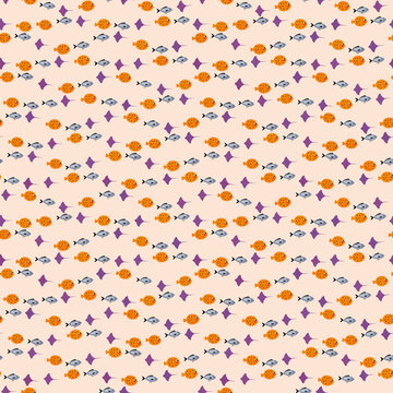 Cartoon sea creatures repeating pattern