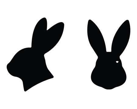 Minimalist Rabbit Silhouette Collection Featuring Side Profile and Front Facing Bunny Heads