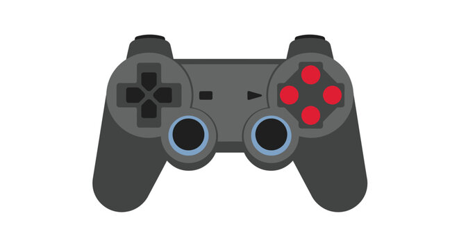 Flat vector illustration of a videogame controller with a white background