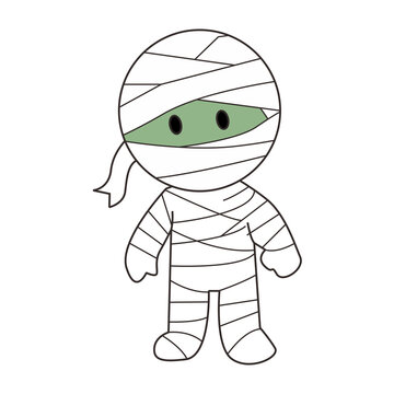 Cute Halloween Mummy Character Vector Illustration