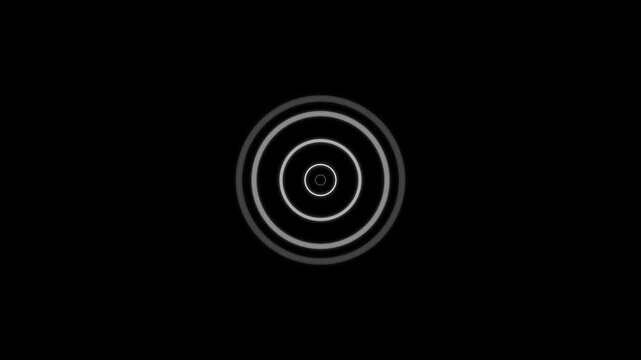 Glowing concentric white circles expanding outward in motion graphic video footage loop