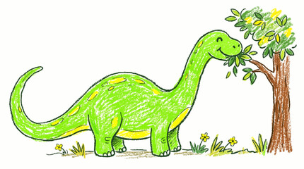 Obraz premium Side Profile Friendly Dinosaur Children Drawing Coloring Book Style Vector