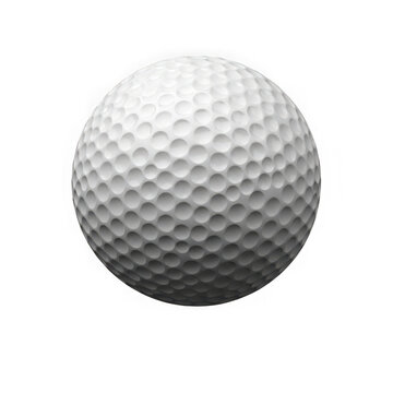White Golf Ball Isolated on White Background, Dimpled Texture Close-Up