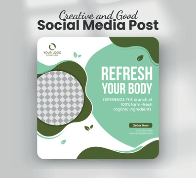 Refresh your body healthy organic salad bowl web banner template
