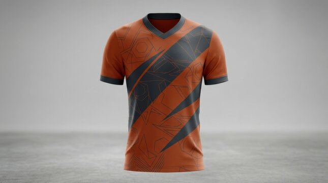 Modern Orange and Gray Soccer Jersey with V-Neck Design.
