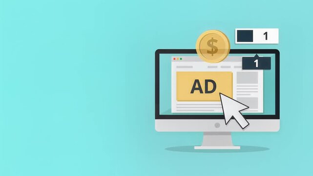 Pay Per Click Advertising Concept on Desktop Computer Illustration