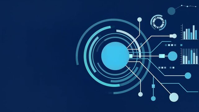 Digital Technology Interface HUD Data Visualization Elements in Blue