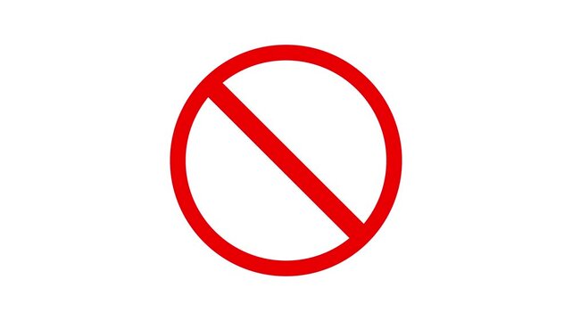 Red prohibited symbol animation on black background, for warning and, safety alerts forbidden