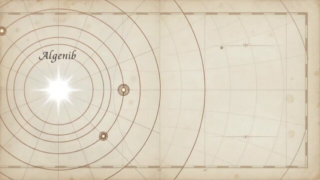 Vintage Astronomical Star Map with Algenib