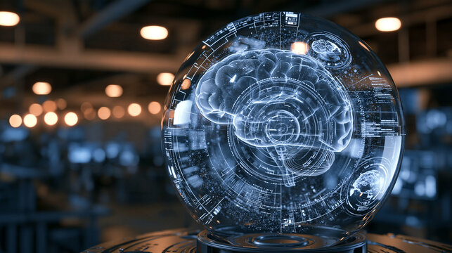 premium 3D AI data analysis concept, artificial intelligence core analyzing thousands of floating data particles, streams of information entering a transparent neural processing structure,