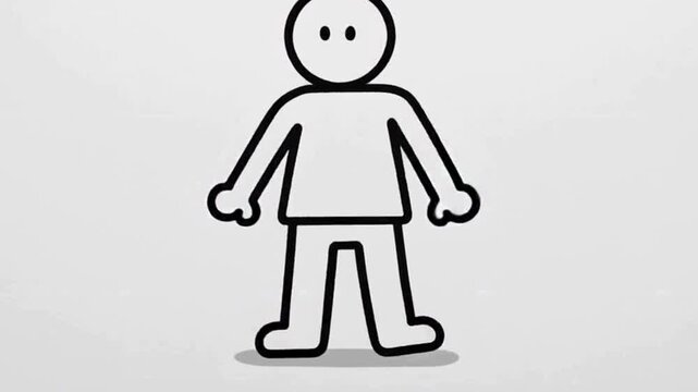 Minimalist stick figure animation depicting a tense expression on a white background
