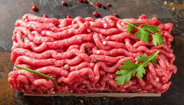 Raw ground beef showing fine textured surface