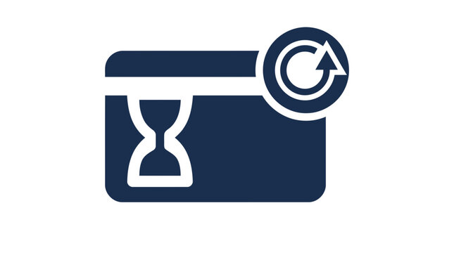 Vector illustration of credit card with hourglass and reset arrow