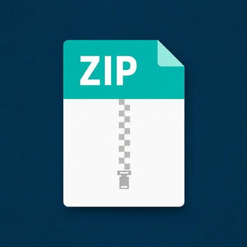 Minimalist zip file icon with closed zipper on turquoise background