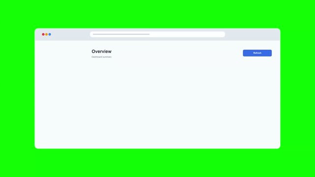 Web Browser Analytics Dashboard Loading Animation on Green Screen