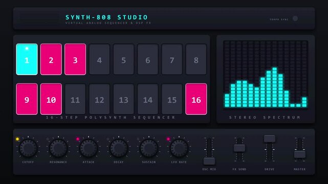 Digital Audio Workstation Synth Sequencer Interface