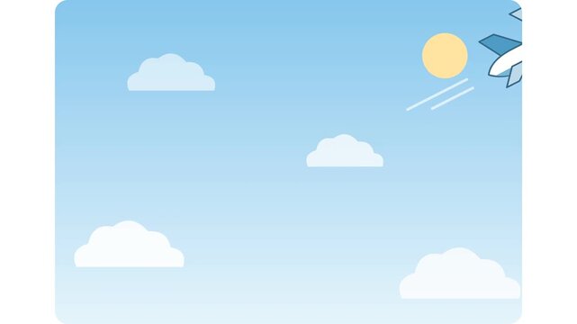 Airplane flying in the sunny sky travel and aviation vector background