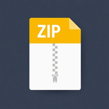 Flat zip file folder icon with zipper detail