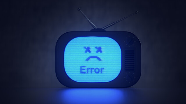 Retro TV Error Screen with CRT Display 3D Render