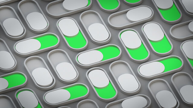 On and Off Toggle Switches Pattern 3D Render