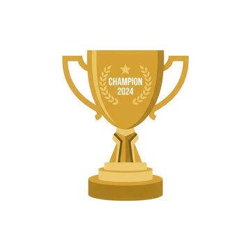 Gold trophy cup 2024 champion award isolated on transparent