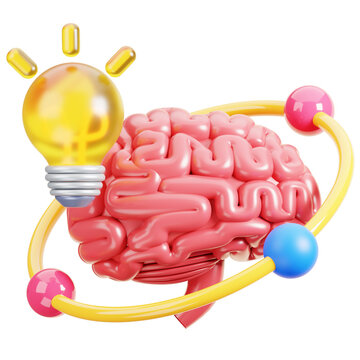 Creative thinking brain with ideas 3D illustration
