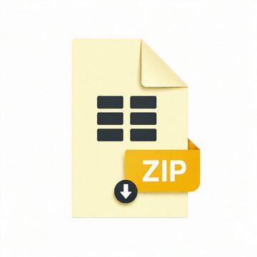 Yellow zip file folder icon with download arrow
