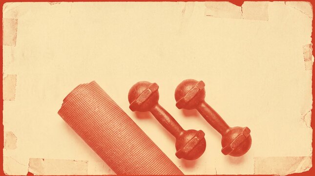 Fitness mat and dumbbells for workout training