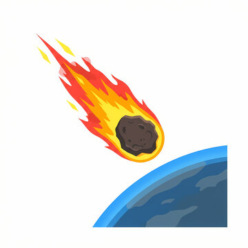 A burning asteroid hurtling towards the blue planet Earth.