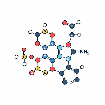 A detailed molecular structure diagram representing a complex chemical compound.