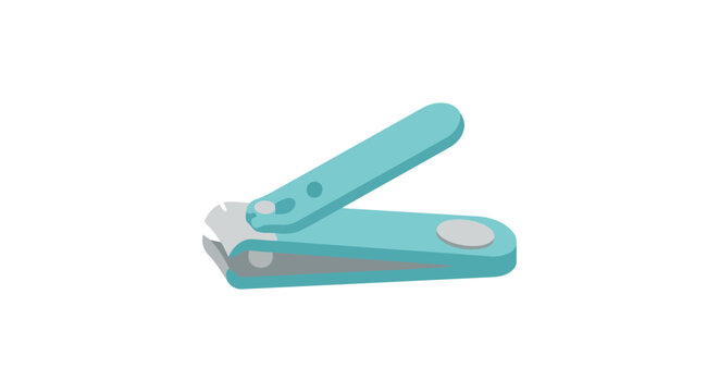 Teal nail clippers rest on a clean white background showcasing a grooming tool