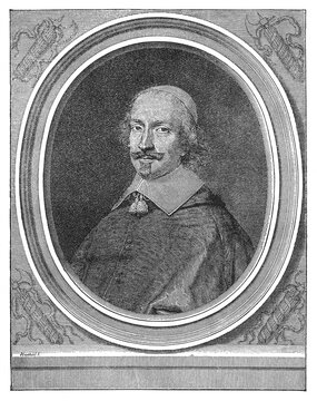 Cardinal Mazarin, Jules Mazarin, 1602&ndash;1661, Italian-born French statesman and chief minister of France, old vintage illustration, 1894