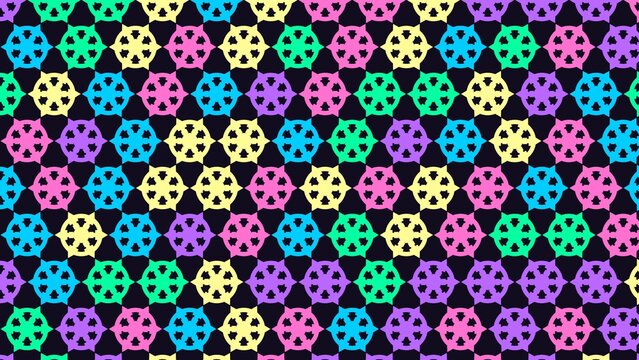 Vibrant colorful geometric snowflake pattern abstract background