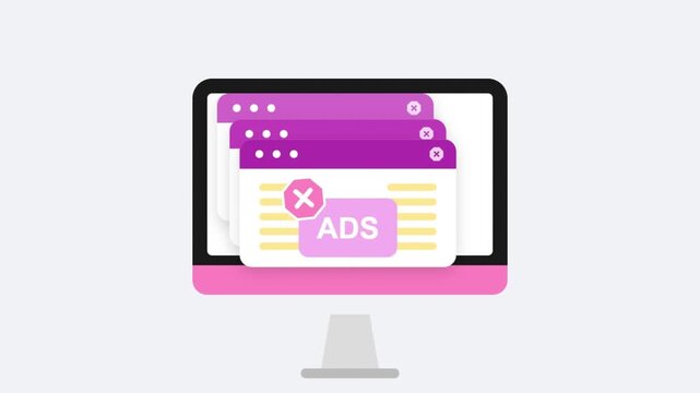 Digital illustration of a computer screen effectively blocking and removing multiple intrusive pop-up advertisements, symbolizing enhanced online privacy and an uninterrupted browsing experience