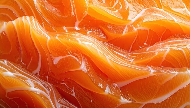 Orange salmon fillet showing natural marbling texture
