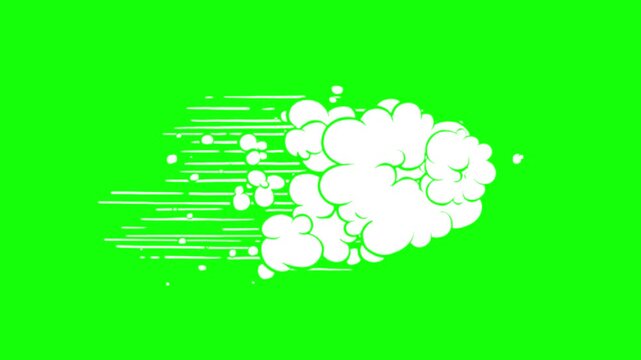 Bubble speed white only smoke poof cloud speech cartoon greenbox animation flat drawing isolated comic version.