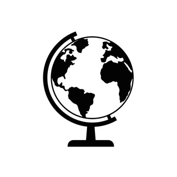 Stylized Globe Icon Isolated on Transparent Background - World Map Illustration