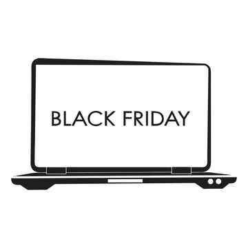 Black friday laptop illustration with sale text